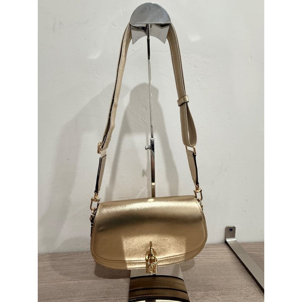 NWT Michael Michael Kors Mila Medium Metallic Leather Messenger Crossbody Bag - Picture 2 of 8